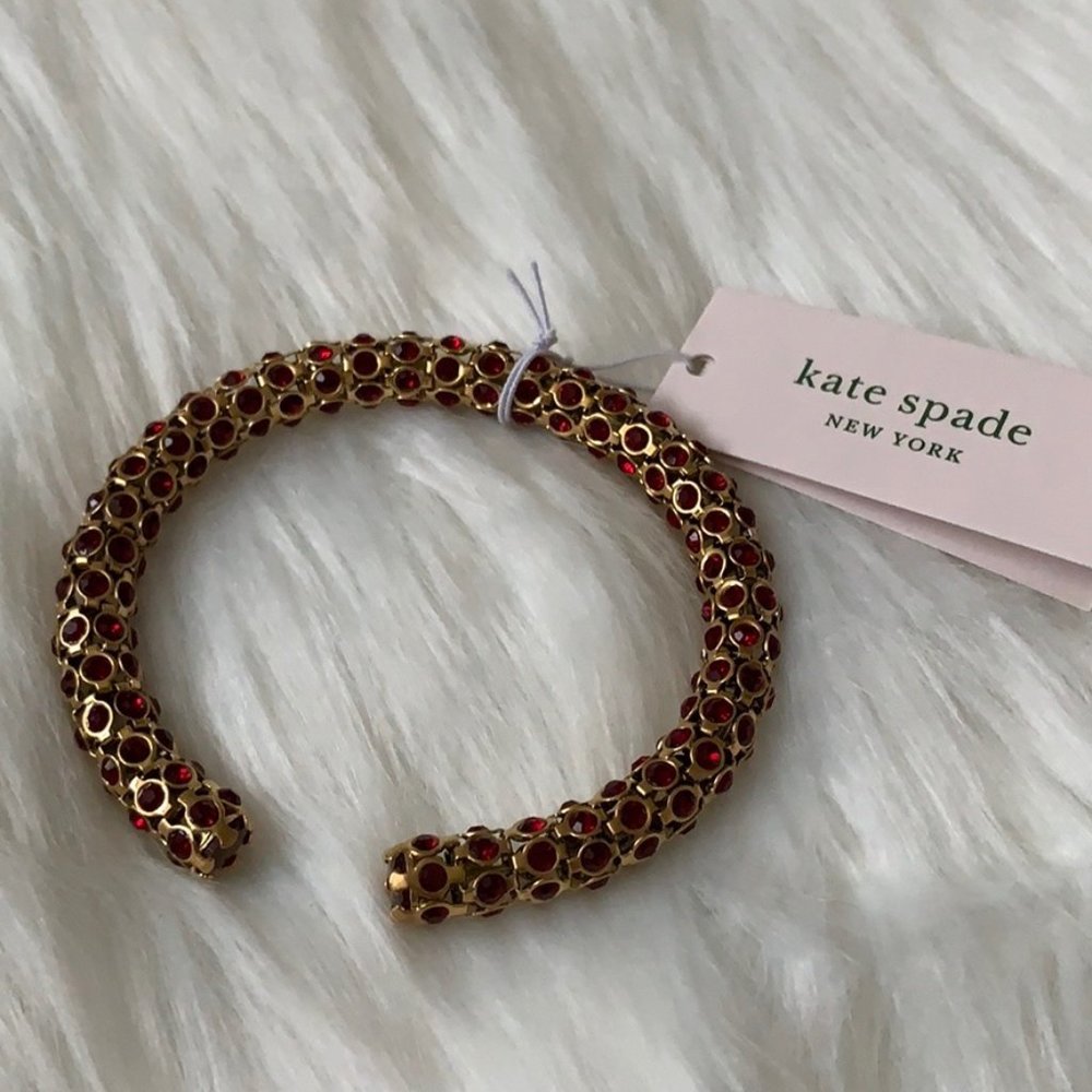 KATE SPADE Adorables Ruby Crystal Flex Cuff Bangle